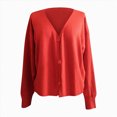 thumbnail image 5 of Towmus Cardigan Sweaters for Women Long Sleeve Open Front Button Down V Neck Soild Color Knit Cardigans Tops Outwear, 5 of 5