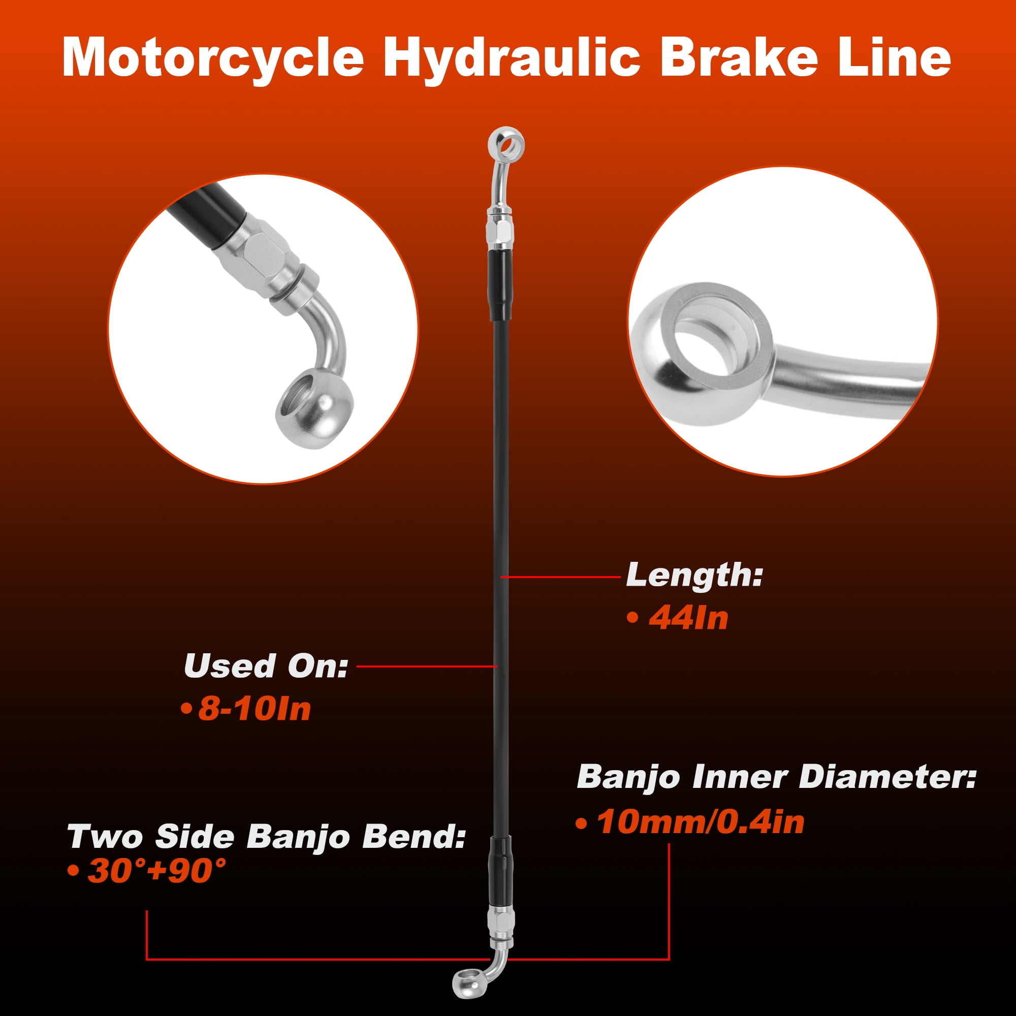 Unique Bargains Motorcycle Brake Clutch Oil Hose Line Kit for Handlebar 44" Silver