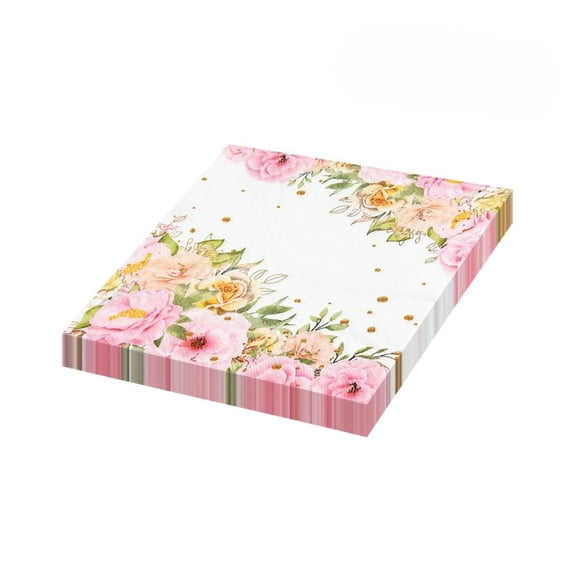 60 Pcs Floral Paper Napkins Pink Wildflower Disposable for Wedding Birthday Party 6.5 × 6.5 Inch