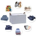 thumbnail image 5 of Hinwo 18.6 Gal./74.4 Qt./70.2 L Canvas Storage Bins, Rectangle Storage Baskets, Storage Cubes with Totes, Drawstring Closure, 22 x 15 x 13 Inches, 2-Pack, Navy Blue Stripe, 5 of 6