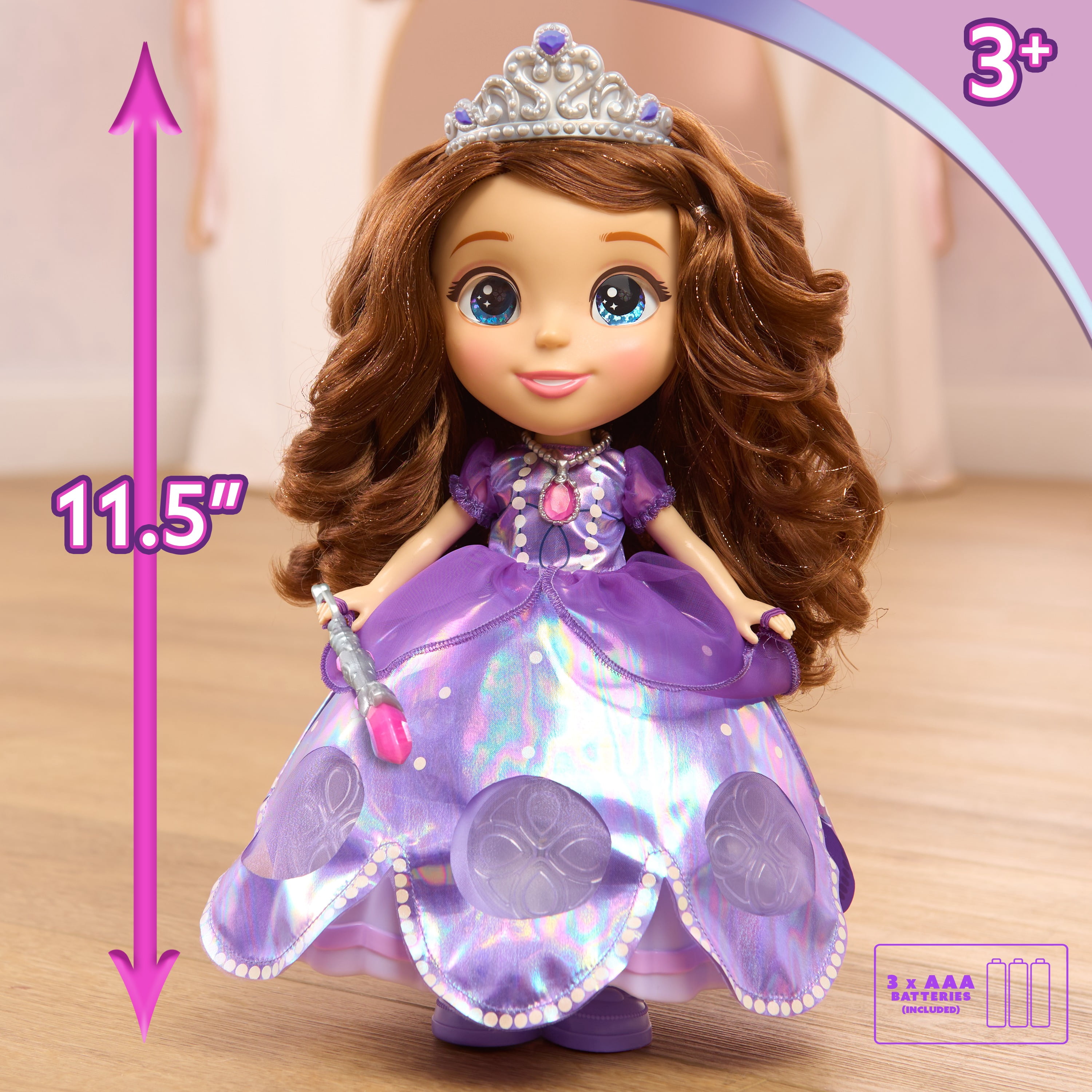 sofia the first purple dress Disney Jr. Sofia the First Swirl & Sing Doll, Light-Up Twirling Princess  Doll with Music and Phrases, Ages 3 and Up