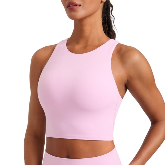CRZ YOGA Butterluxe Racerback Longline Sports Bras for Women Padded Crop Workout Tank Top