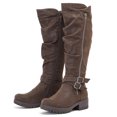 thumbnail image 2 of LOVE STEETLY Women's Knee High Slouchy Chunky Heel Boots, Side Zipper Round Toe Faux Leather Casual Comfort Versatile Boot, 2 of 7
