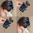 thumbnail image 6 of Chinese Style Embroidered Butterfly Hair Claw Clip with Tassel, Purple Butterfly Hair Clips, Tassel Hair Barrettes for Wedding Party Daily Wear, for Women Girls Barrettee Headwear (A-1PC), 6 of 6