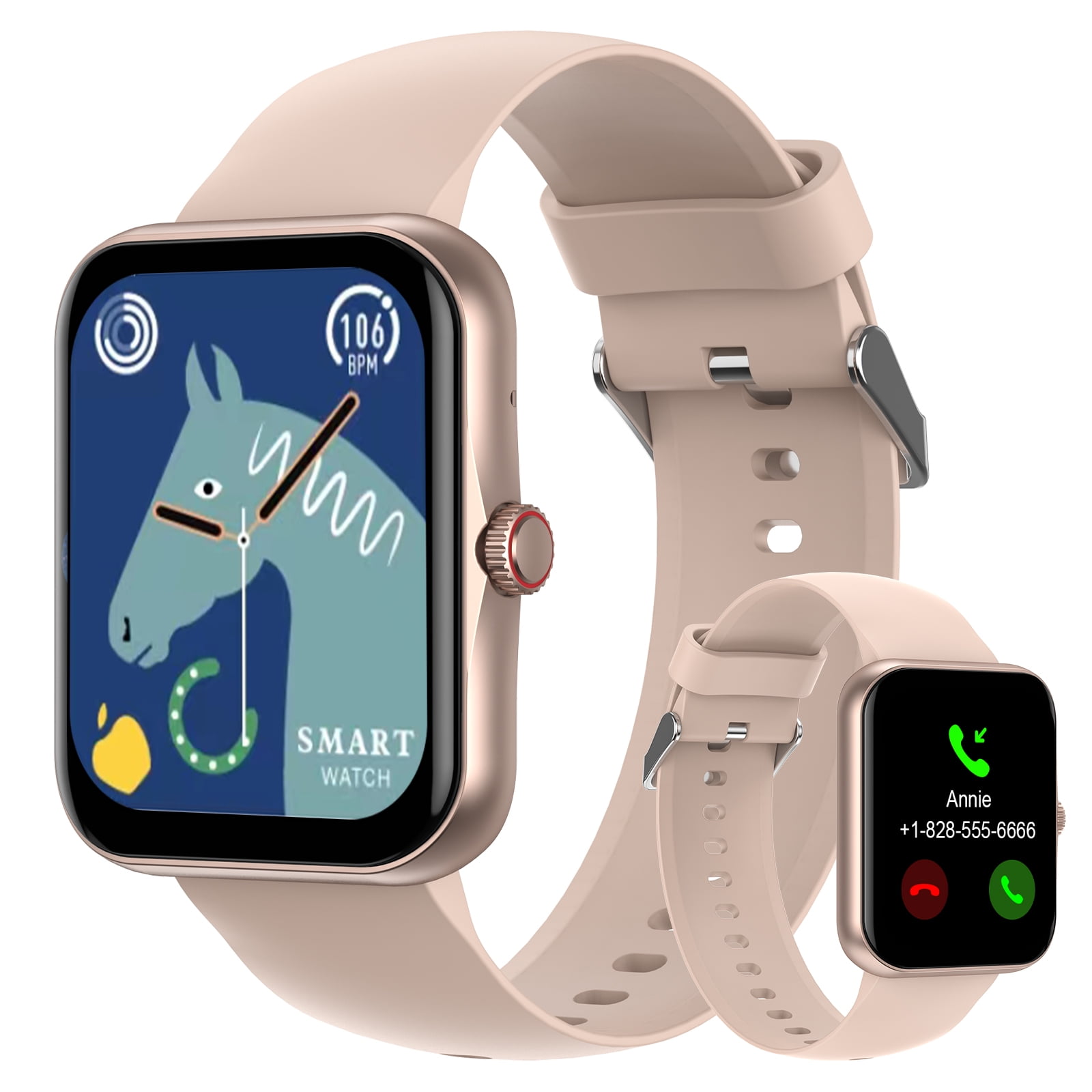 PTHTECHUS 1.83'' Smart Watch for Kids Sport Smartwatch with 37 Sports Modes DIY Watch Touchscreen Phone Calls Music Calculator Excellent Gift for Teenage(Gold)