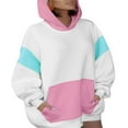 thumbnail image 1 of Femmes Sweat-Shirts à Capuche Contraste Couleur Décontracté Lâches à Manches Longues Pulls avec Poches, 1 of 9
