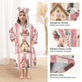 thumbnail image 3 of FORMRS Wearable Blanket Hoodie with Sleeves for Kids Cozy Flannel Sweatshirt, Green Christmas Houses, 3 of 7