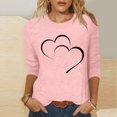 thumbnail image 2 of XuJwPNcy Valentines Shirts for Women Dressy 3/4 Sleeve Crew Neck Hearted Printed Tops Cute Tunic Tops Casual T Shirt, 2 of 5