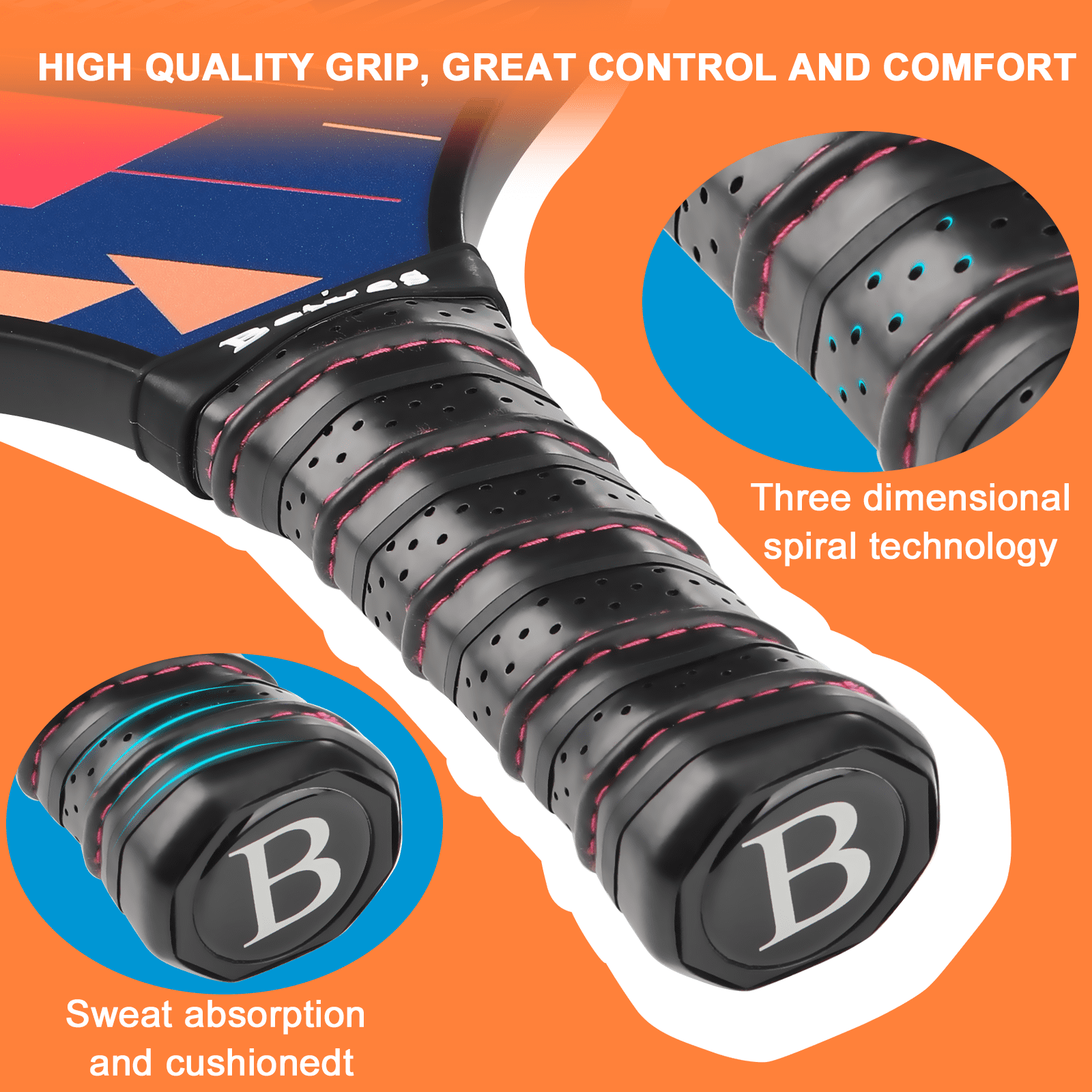 BEIVES Durable Fiberglass Pickleball Paddle 4-Paddle Set - Includes 4 Balls & Carry Bag, Perfect for Family & All Skill Levels