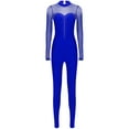 thumbnail image 3 of Haitryli Womens Full Body Long Sleeve Unitard One Piece Gymnastic Leotard Ballet Dance Bodysuit Blue XXL, 3 of 7