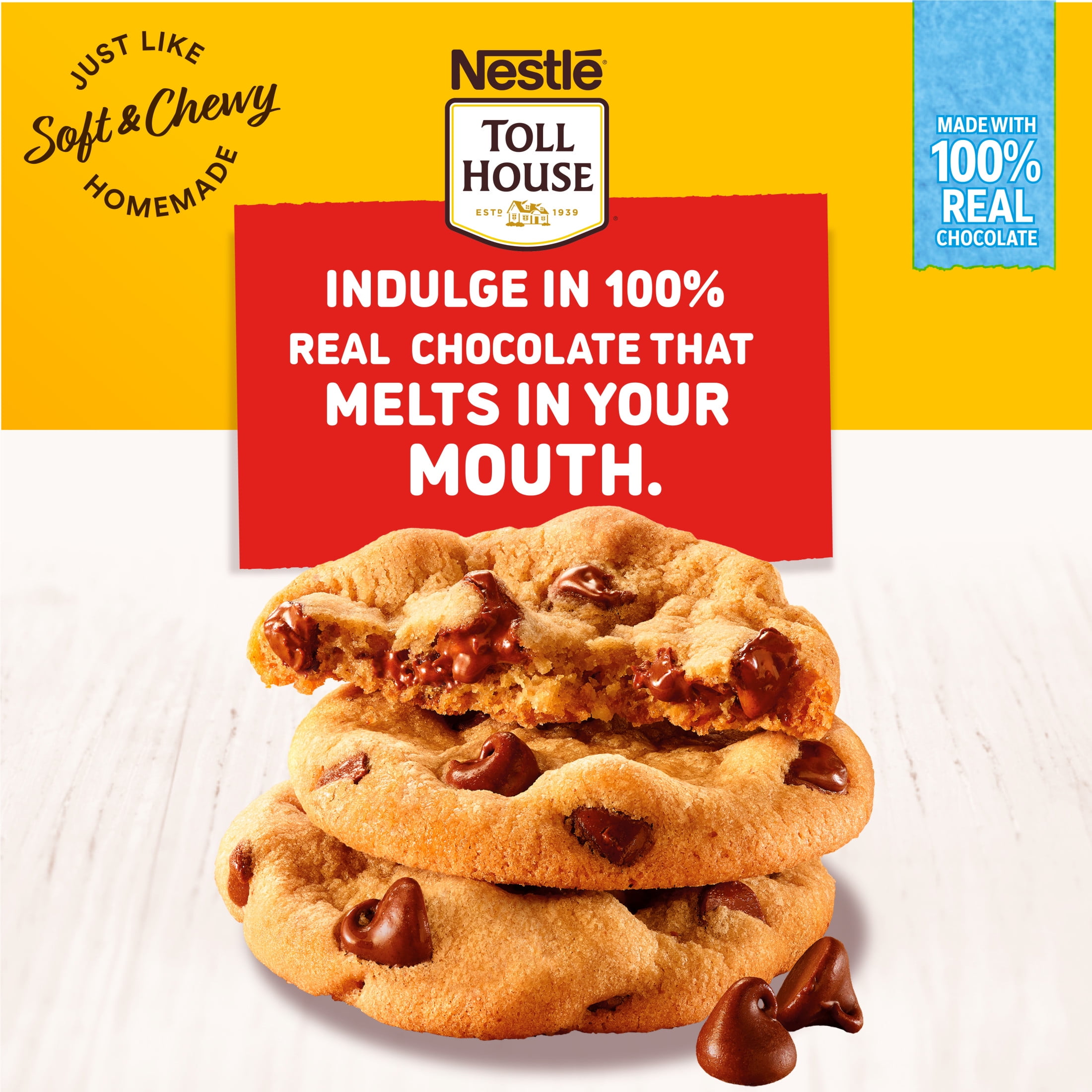 Nestle Toll House Tube of Chocolate Chip Cookie Dough, Makes 30 Cookies, 30 oz