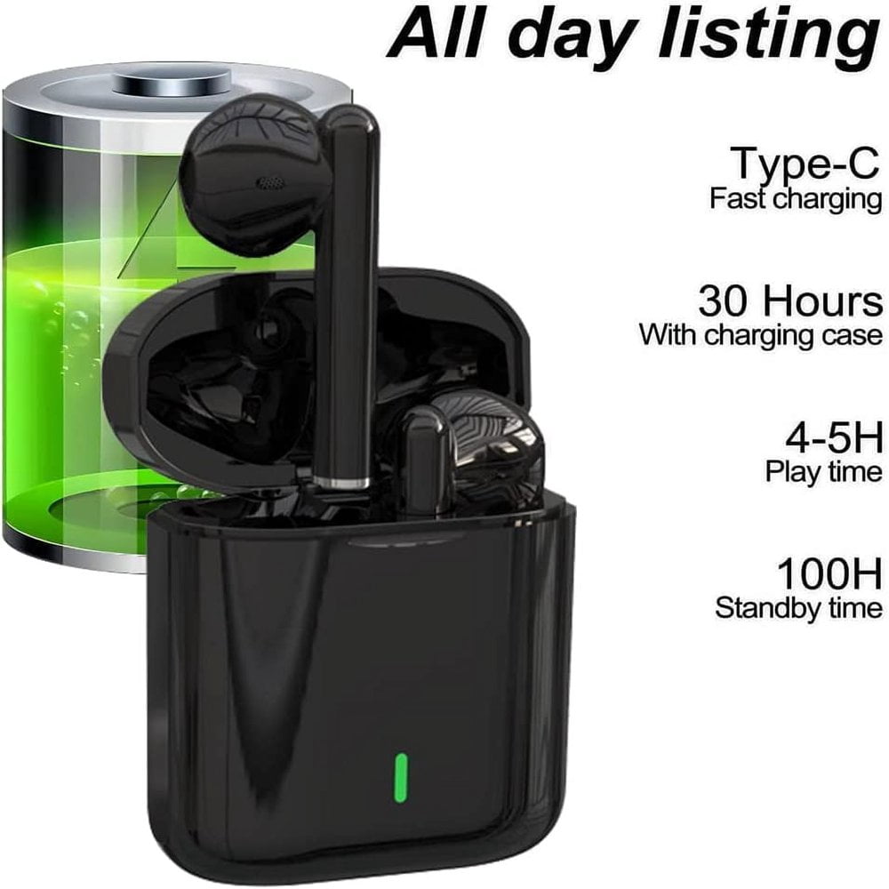 SDOTXA Wireless Earbuds Bluetooth 5.3 Headphones Noise Cancelling Air Buds Pods 3D Stereo Ear pods in-Ear Ear Bud Built-in Mic IPX7 Waterproof Headsets for iPhone/Samsung/Android BlackEa
