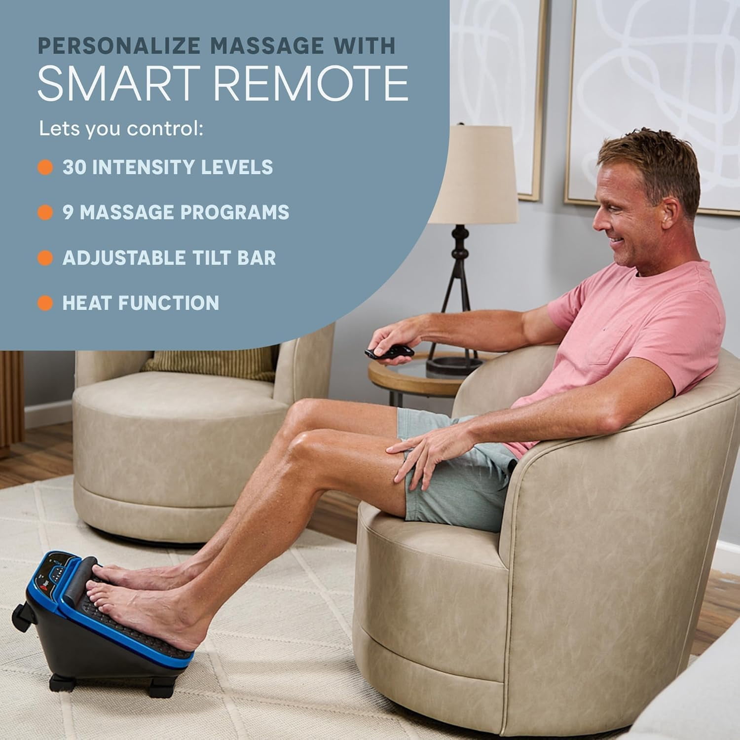 LifePro Electric Foot Massager for Neuropathy with Heat – Vibrating Foot & Calf Massager for Blood Circulation, Reflexology Foot Therapy & Home Relaxation - BLUE