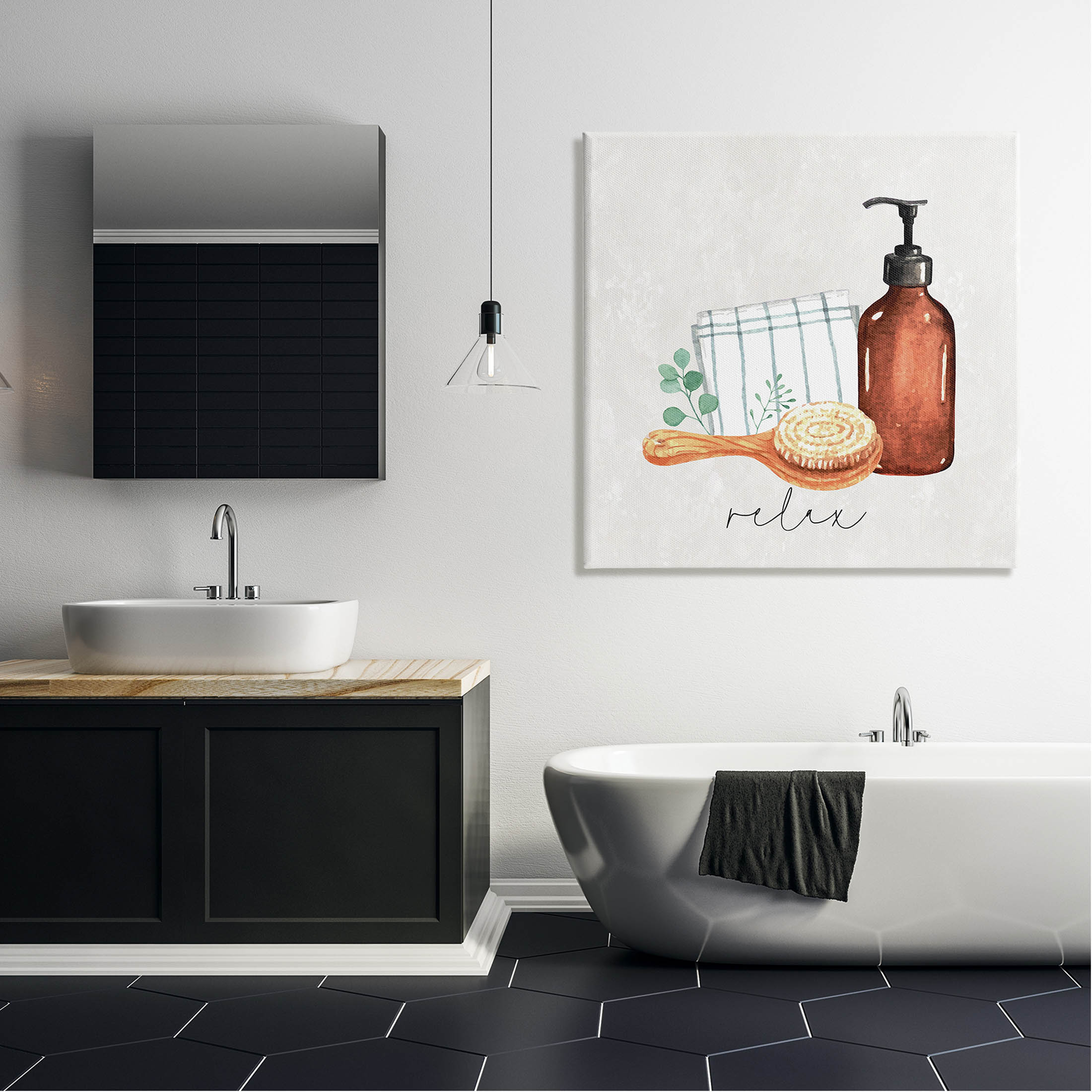 Stupell Industries Spa Bath Relax Calligraphy Graphic Art Gallery Wrapped Canvas Print Wall Art, Design by ND Art