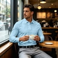 thumbnail image 5 of Fabrcox S-4XL Long Sleeve Polo Shirt Men with Pockets Collared Work Shirt Men Office Casual Plain Regular Fit Outdoor Men's Golf Shirts Blue S, 5 of 8