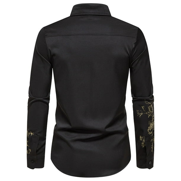 Tops para hombre Camisas Blusas Elegantes Camisas casuales de manga larga Camisa con estampado de lamina floral con cierre de boton de moda solida Odeerbi ODB 5 Walmart en linea