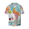 thumbnail image 2 of Lsque Kawaii Sushi Characters Delight print Men's Cuban Collar Short Sleeve Shirt Summer Beachwear Casual Button Down Fashionable Vacation Leisure Shirt-Small, 2 of 7