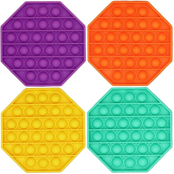 Pop Fidget Toys 4 Pack Push Pop Bubble, Silicone Anxiety Stress Reliever for Kids Adults, Autism Special Needs Stress Reliever, Squeeze Sensory Toys BPA Free