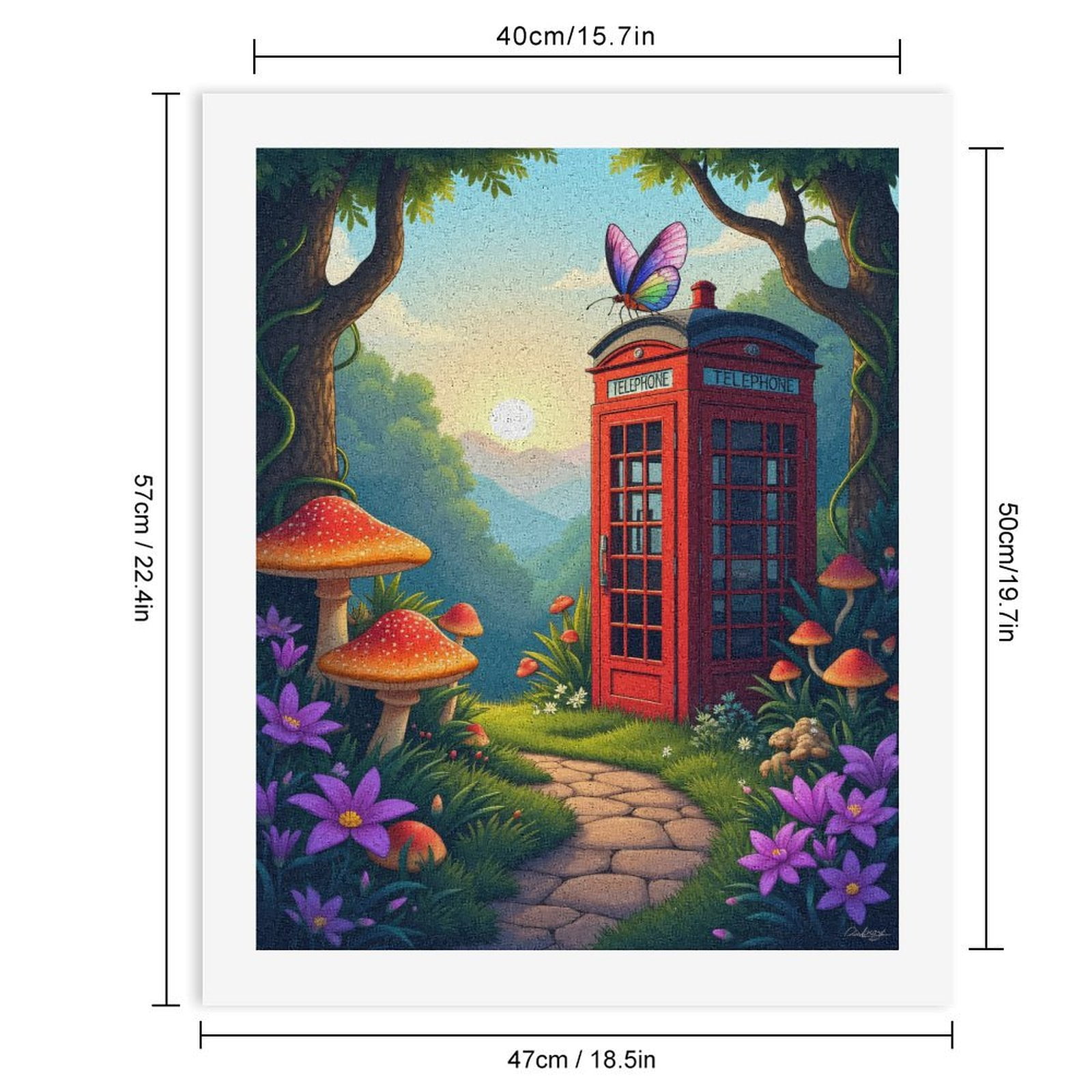 Paint By Numbers Kit for Adults Beginner - DIY Enchanted Forest Phone Booth Canvas Painting Kits for Adults, Frameless Paint By Number for Adults for Home Wall Decor 16x20 Inch