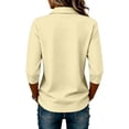 thumbnail image 4 of Clossjun Womens Polo Blouse for Work Golf Collared Button 3/4 Sleeve Tops Lightweight, Quick Dry Three Quarter Length Solid Color Loose Fit Walking, Gym Sweatshirt, 4 of 5
