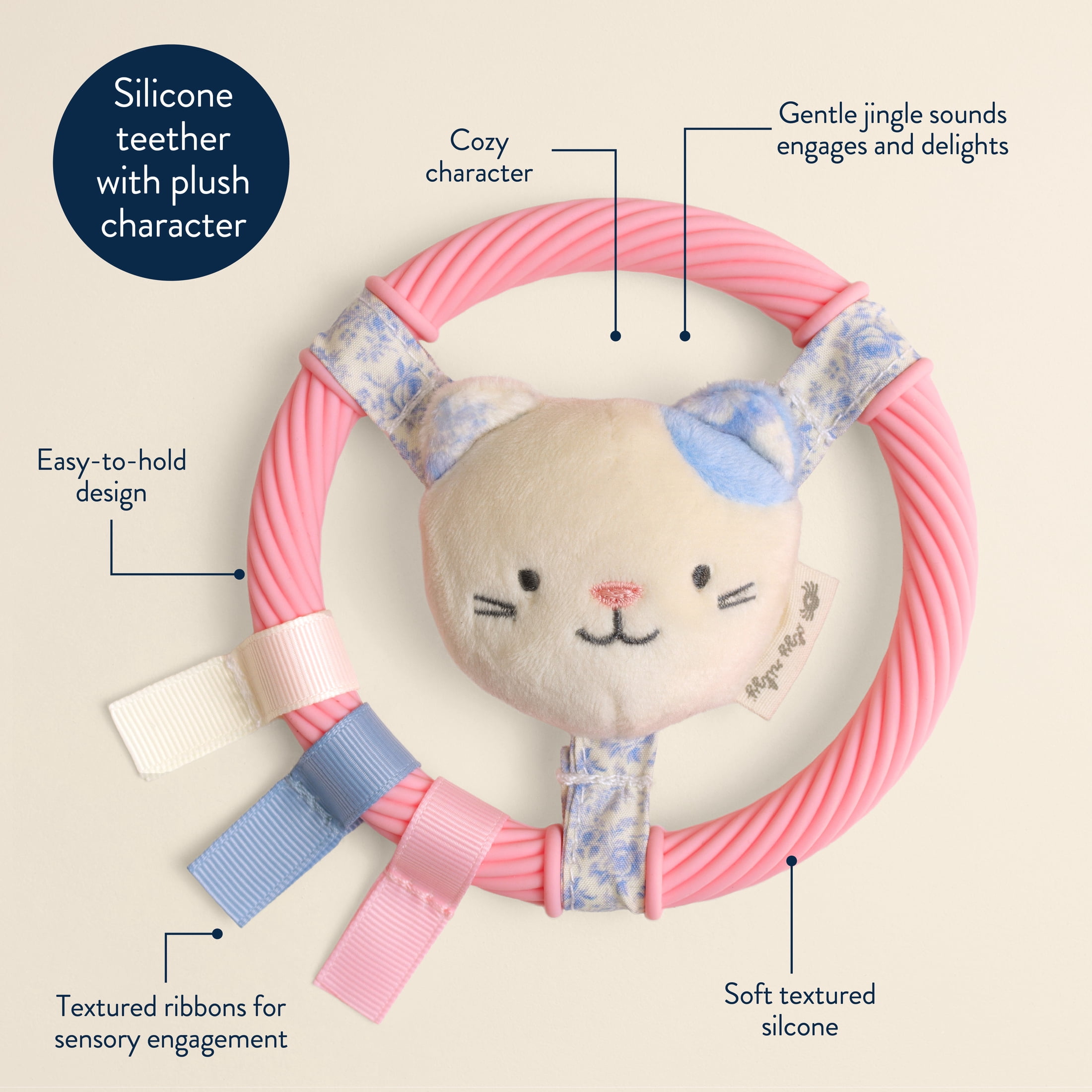 Itzy Ring Pal™ Teething ring with plush kitty
