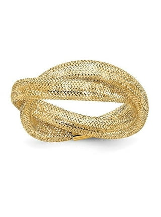 8mm, Custom Made, Flat Shaped, Solid Yellow Gold Mesh Ring 15