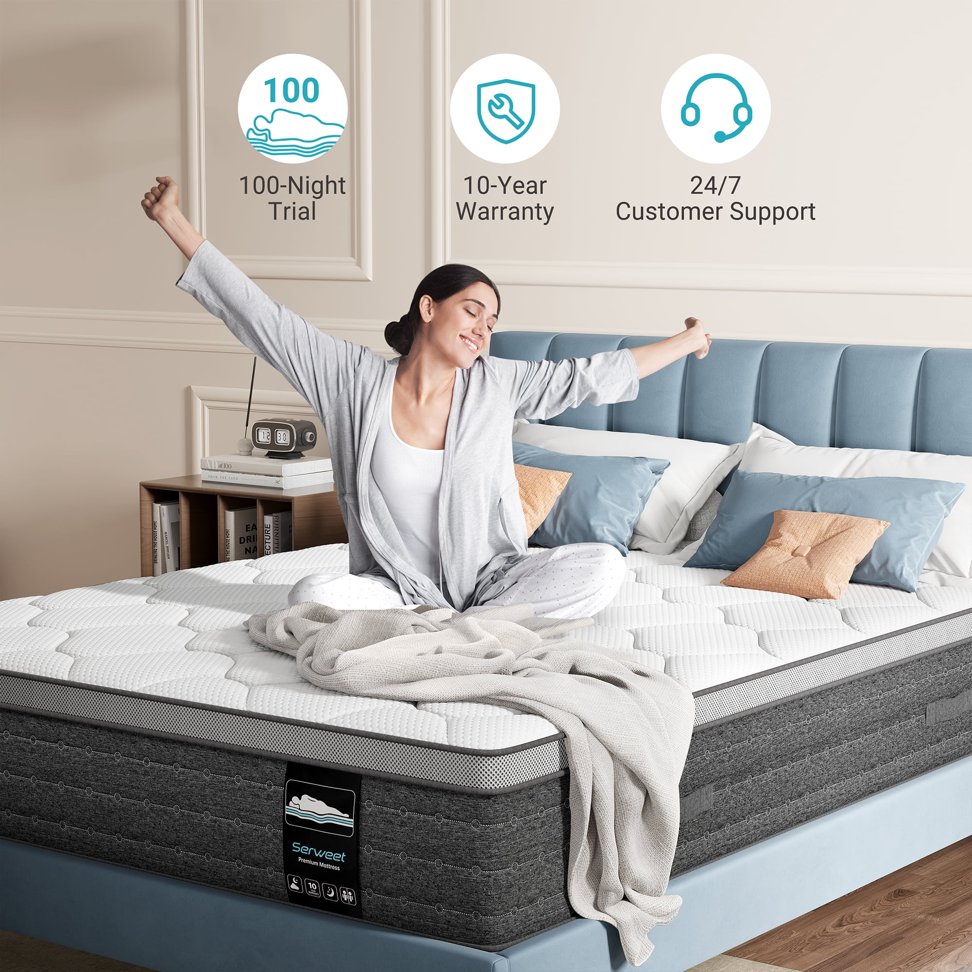 Serweet 10" Full Size Hybrid Memory Foam Mattress, Fiberglass Free, CertiPUR-US Certified, Mattress in a Box