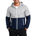 thumbnail image 2 of Water Resistant Color Block Windbreaker Jacket for Men, Adjustable Hood Zip Up Light Coat for Weekend Jogging Sports Light Ashy XXXL, 2 of 4