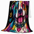 thumbnail image 2 of You Had Me At Woof Dog Portrait, Playful Graphic Style for Dog Lovers, Black Rainbow Pet Quote and Birthday Gift, Cozy Flannel Blanket for Bedroom and Playroom, Pet Home Decor, 2 of 9