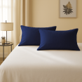 thumbnail image 2 of Amay Organic Cotton Pillowcases, Set of 2 Soft & Breathable 500TC Luxury Classic Weave Pillow Covers, King Size, Cooling & Durable Hotel Quality Bedding Essentials, Navy Blue, 2 of 7