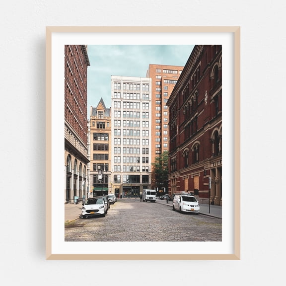 Bond Street Cobblestone - Manhattan New York Photography Oak Framed Wall Art Print 24 x 30 inches