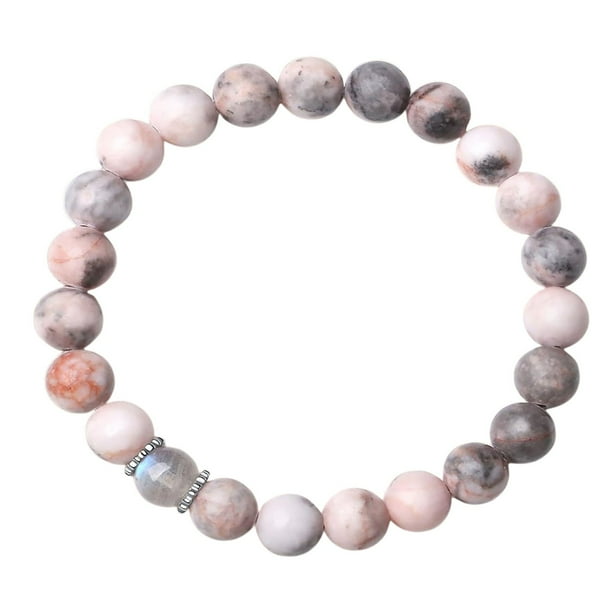 Pulsera de piedra natural hecha a mano, negra y con cordón elástico con cuentas y diseño trenzado intrincado para mujer y hombre