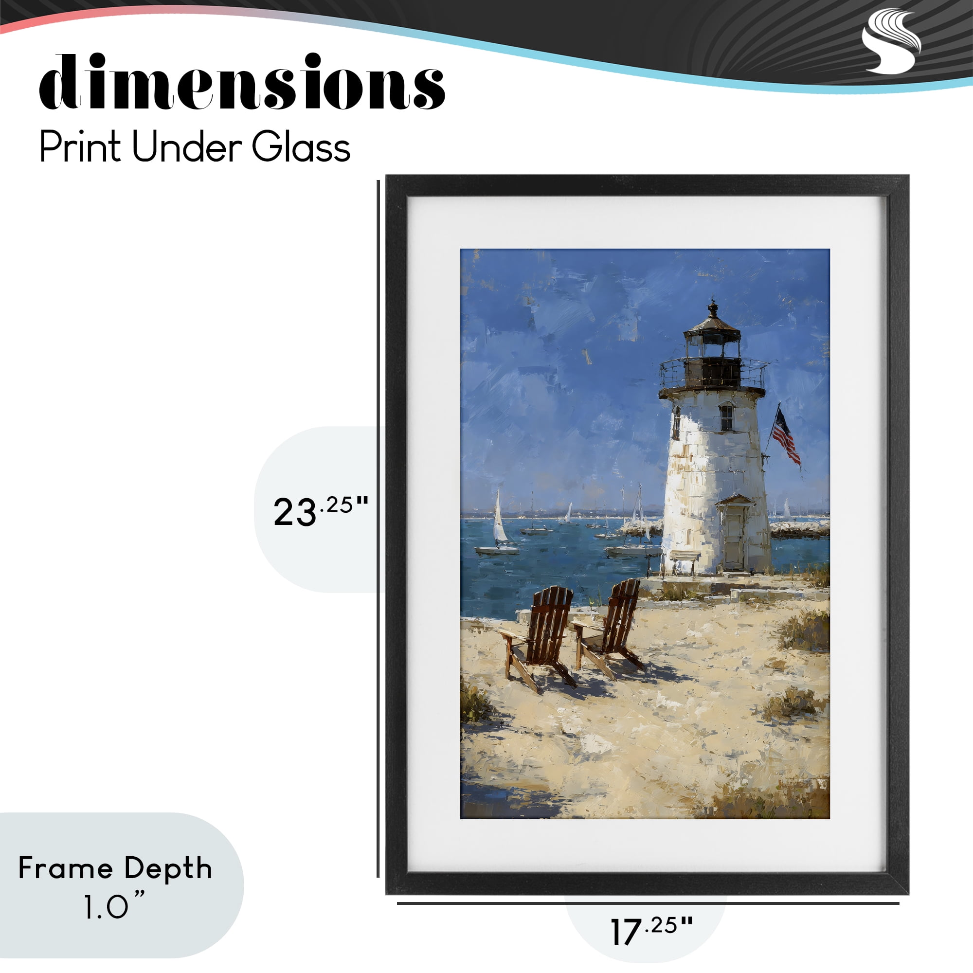 Stupell Industries Summer at Lighthouse Bay Black Framed Print Under Glass, design by Petal Prints Design