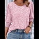 thumbnail image 5 of Blusas para Mujer, Elegantes, Informales, de 3/4 y Puños Fruncidos. Puntos Rosados XL, 5 of 9