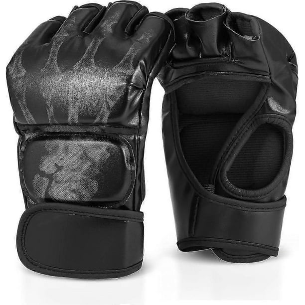 MMA Gloves Fingerless Boxing Gloves for Men Women and Teen Youth, UFC Grappling Krav MAGA Kickboxing Gloves for Training