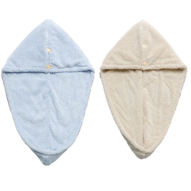 Toallas de microfibra súper absorbentes para secar el cabello, 2 paquetes, turbantes para envolver el cabello de secado rápido, 10 x 26 pulgadas