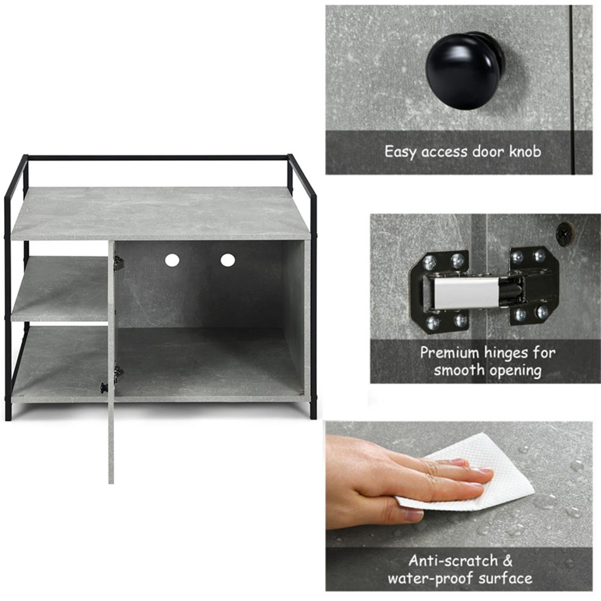 Kadyn 30" Cat Litter Box Enclosed Furniture Coffee Table for Cat House, Hidden Litterbox Enclosures Nightstand, Gray