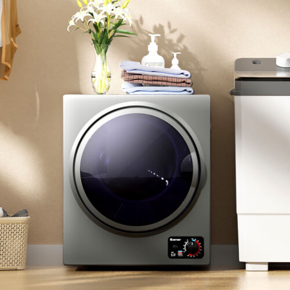 GVN Dryer, Drying Machines,1.5 Cu .ft Clothes Dryer with with Stainless Steel Wall Mount-Gray