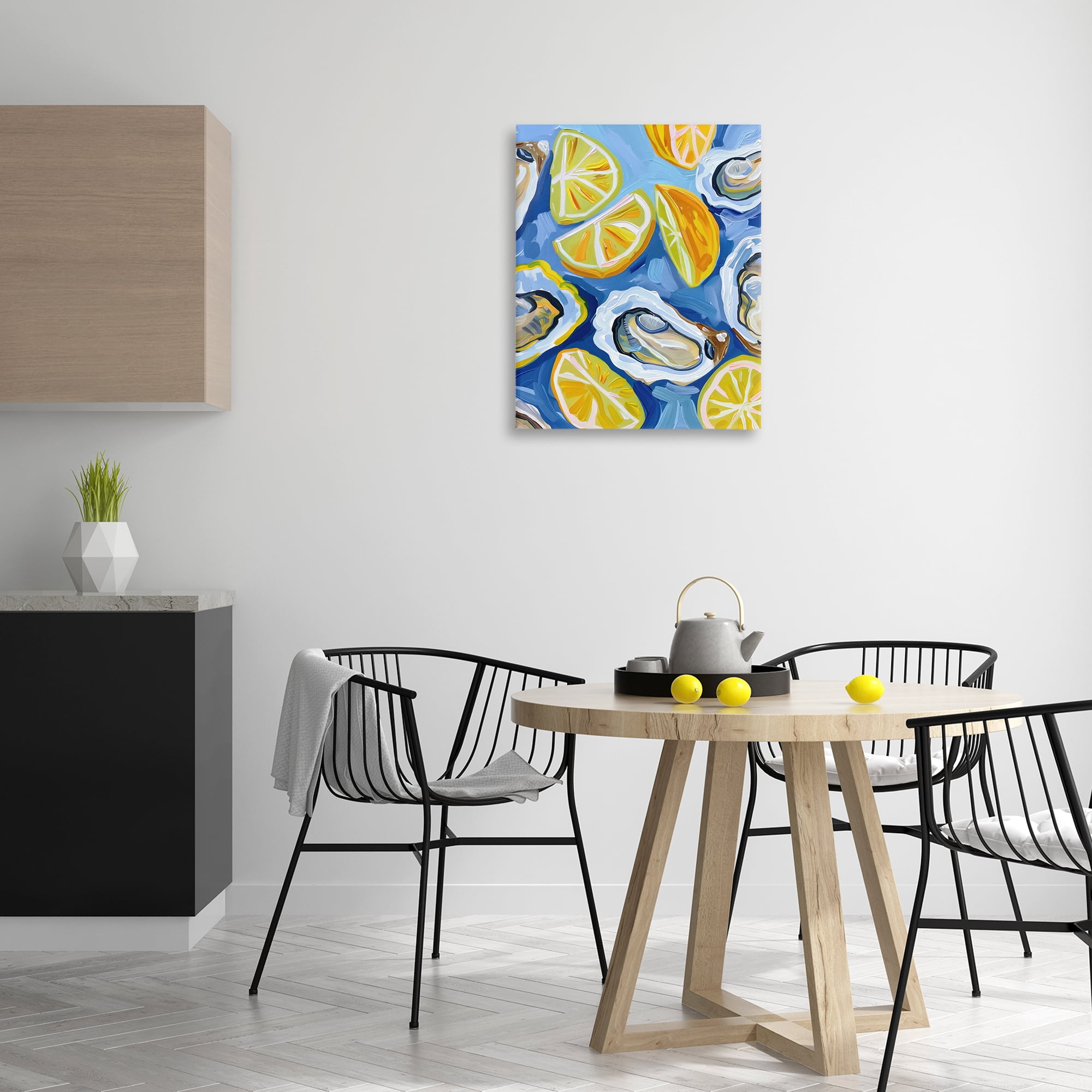 Stupell Industries Lemon & Oyster Pattern Food & Beverage Painting Wrapped Canvas Art Print Wall Art, 24 x 30