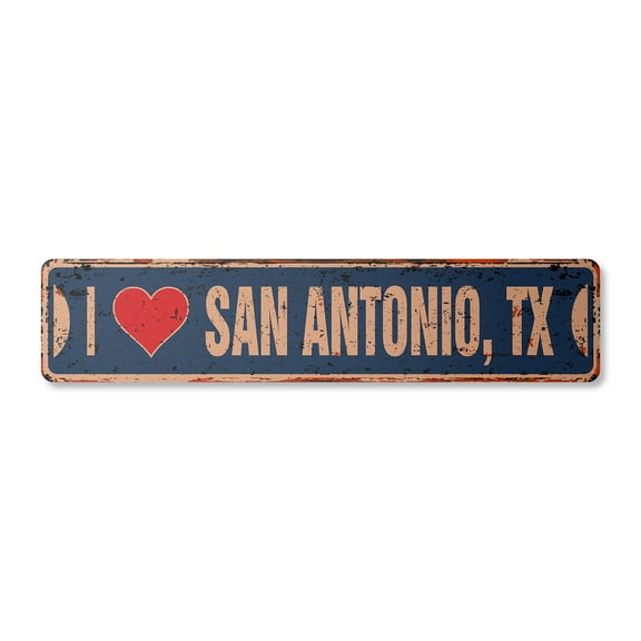 I LOVE SAN ANTONIO TEXAS Vintage Plastic Street Sign tx city state us wall road décor gift | Indoor/Outdoor | 18" Wide