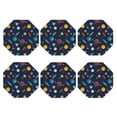 thumbnail image 2 of Pofeuu Space Cartoon Print Leather Coasters Set of 6, Round Cups Mugs Mat Pad for Home Kitchen Heat Resistant Drink Coasters,Octagon, 2 of 7