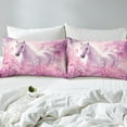 thumbnail image 4 of Erosebridal Horse Bed Set Pink Butterfly Bed Sheets Set, Dreaming Pink Pastel King Sheet Set Chic Floral Flower Sheets, Magical Unicorn Top Sheet Bedroom Decor, 4 of 5