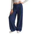 thumbnail image 2 of CCRFTGI Girls Pants Size 7 Corduroy Baggy Casual High Waist Trousers Fashion Straight Adjustable Loose Spring Day Pants with Pockets Dark Blue 16-17Y, 2 of 6