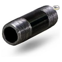 1/2 x 5 Inch Black Steel Pipe (10-Pack), Heavy Duty Industrial Malleable Iron Pipes, Pre Cut Threaded Nipple Great For All DIY Furniture And Black Pipe Shelving