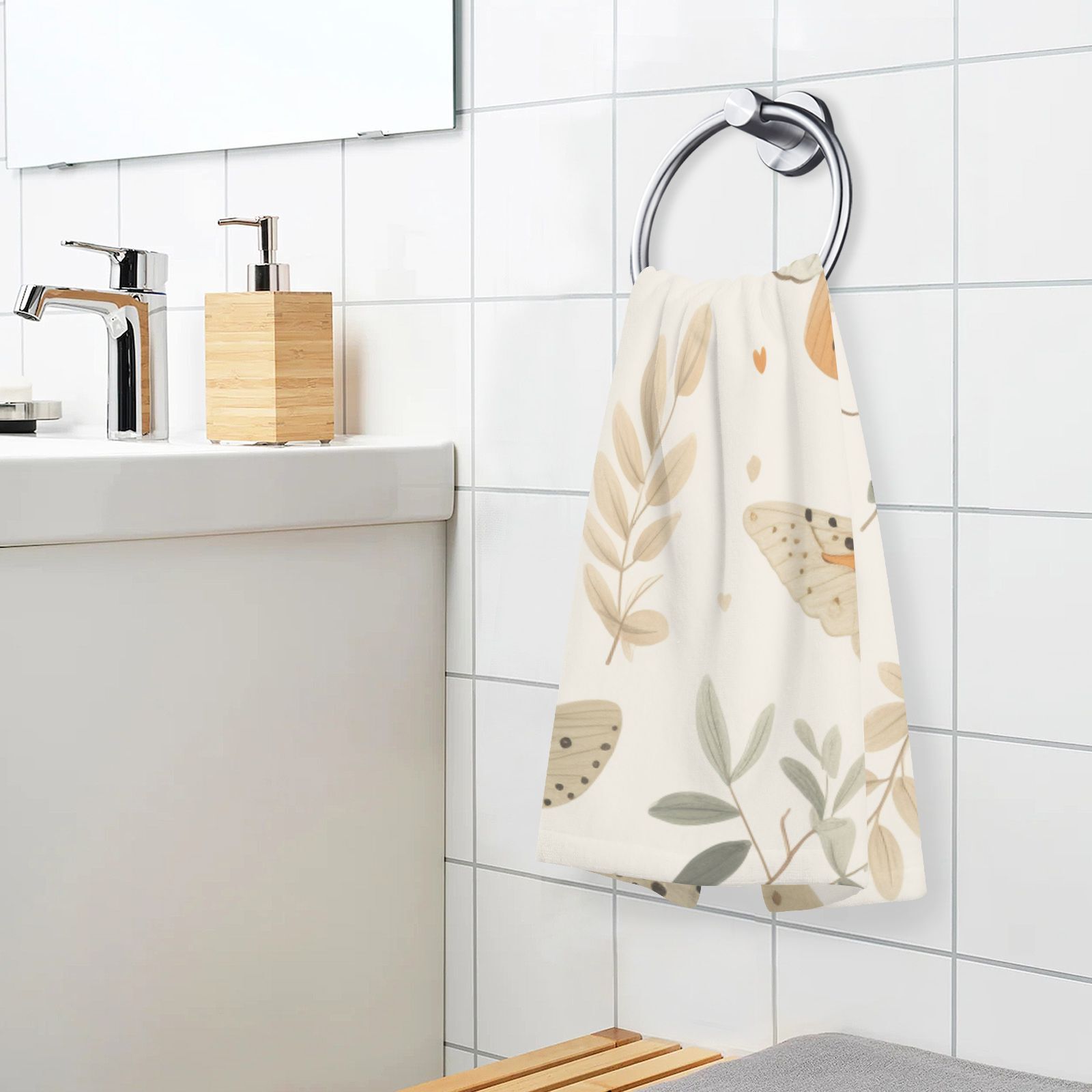 Insect Butterflies Leaves Hand Towel Bath Towels Face Towels Cotton Absorbent for Home Hotel Spa Swimming Yoga Sports Decorative Towel Set of 2