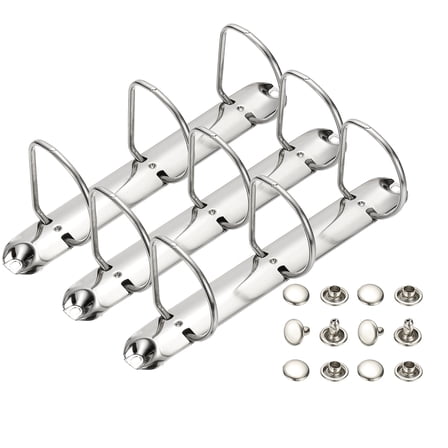 Uxcell A5 3 Hole Ring Binder Mechanisms, 3 Set 1" D Ring Replacement Binder Planner Loose Leaf Binding Spines for Organizers DIY Fill Paper Storage Folder Accessories, 50mm Silver Tone