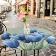 thumbnail image 6 of Navy Blue Tulip Round Tablecloth for 36-44 Inch Tables,Fitted Table Cover with Elastic Edge,Chic Elegant Flowers Botanical Sage Green Waterproof Outdoor Table Cloth Protector for Patio Garden Dinner, 6 of 9