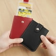 thumbnail image 3 of Huanledash Faux Leather Card Holder Large Capacity Pull-out 6 Slots Solid Color Button Slim Minimalist Portable Business Card Bank Card Driver License Organizer Storage Bag, 3 of 8