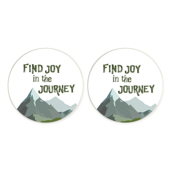 Joy In Journey White 2.75 x 2.75 Absorbent Ceramic Car Coasters Pack of 2