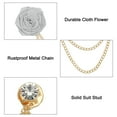 thumbnail image 3 of Uxcell Bridegroom Brooches Rose Flower, Cloth Lapel Pin Handmade with Fashion Gold Chain, Silver-Grey 1 Pcs, 3 of 6